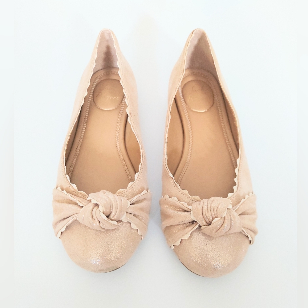 Jack Rogers Holly Gold Knot Scalloped Metallic Ballet Flats Size 6M - Picture 2 of 8